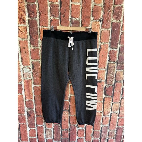 Pink by Victoria Secret Womens Gray Jogger Sweatpants w/ Drawstring Size Large - Picture 1 of 3